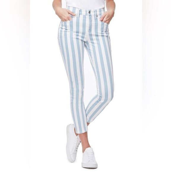 Good American Baby Blue white stipe jeans size 24 - Picture 12 of 12